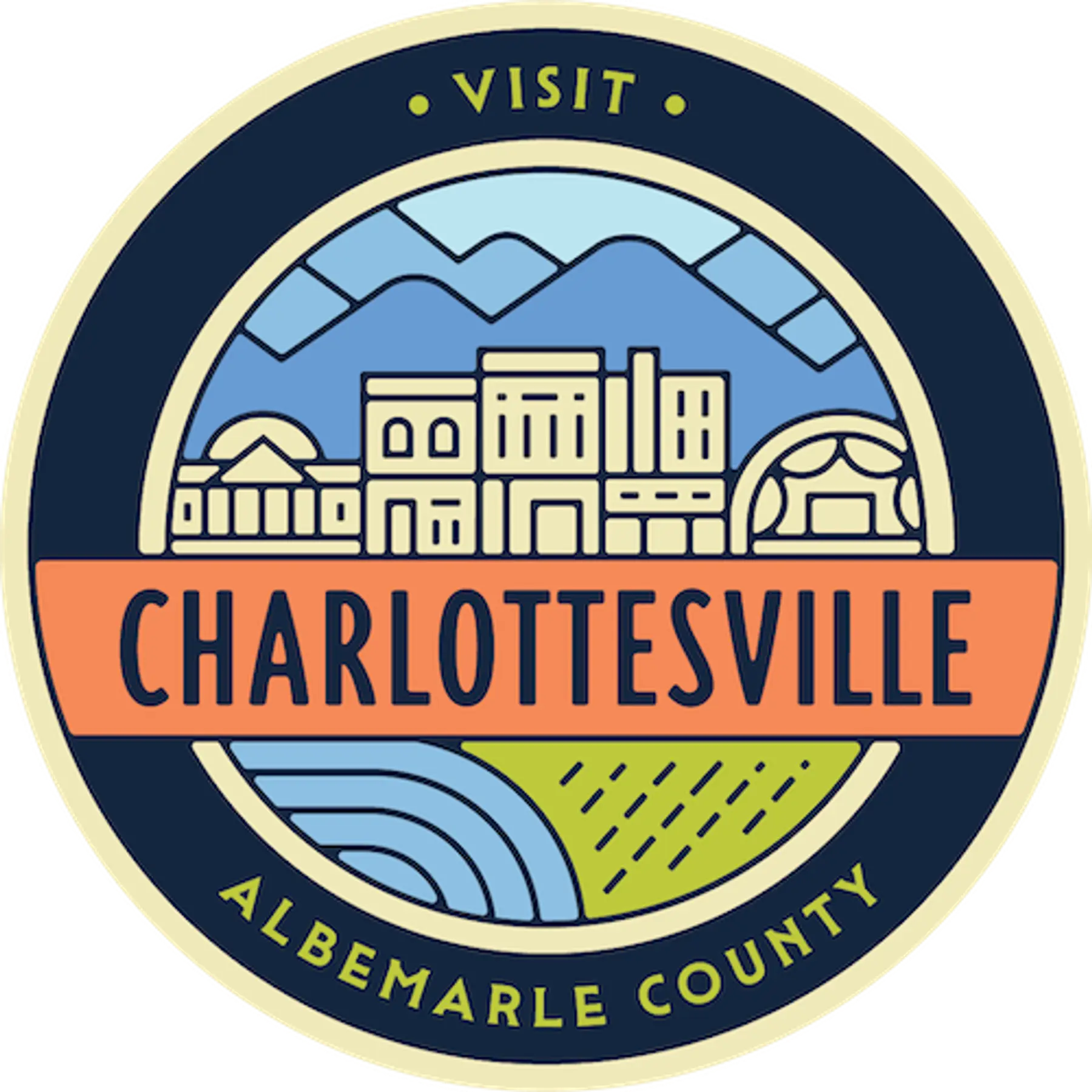 Circular badge logo reading